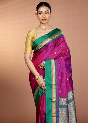 Purple Kanjivaram Silk Saree With Blouse Piece