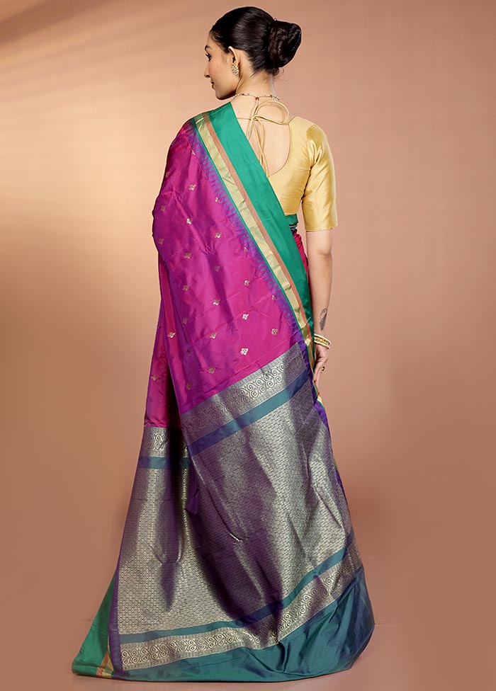 Purple Kanjivaram Silk Saree With Blouse Piece