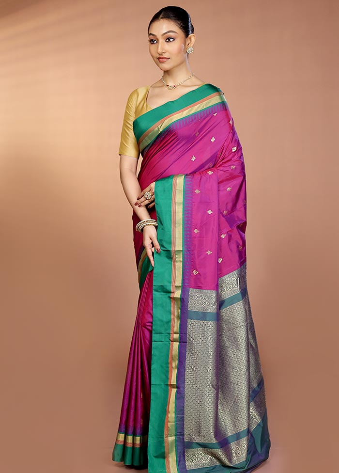 Purple Kanjivaram Silk Saree With Blouse Piece