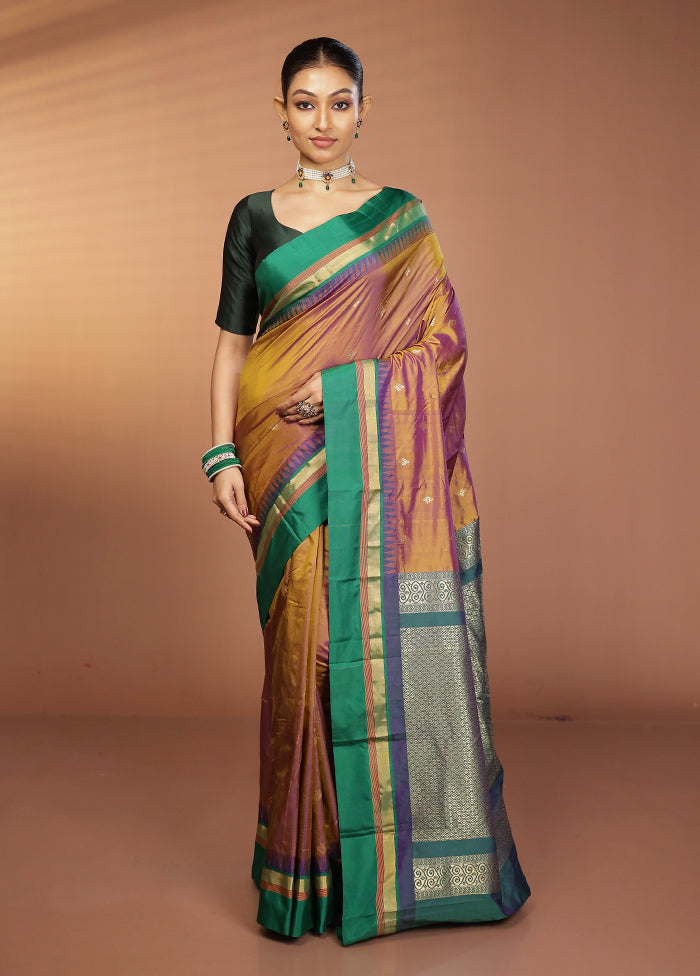 Purple Kanjivaram Silk Saree With Blouse Piece