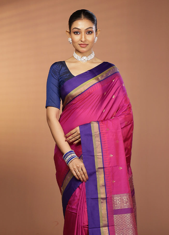 Pink Kanjivaram Silk Saree With Blouse Piece