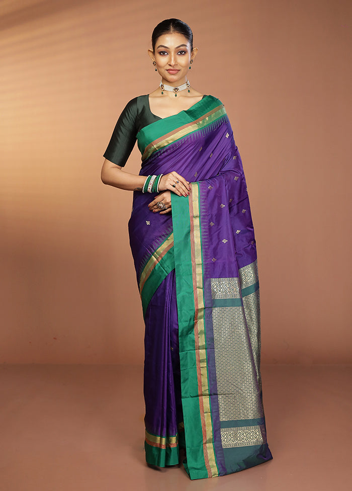 Blue Kanjivaram Silk Saree With Blouse Piece