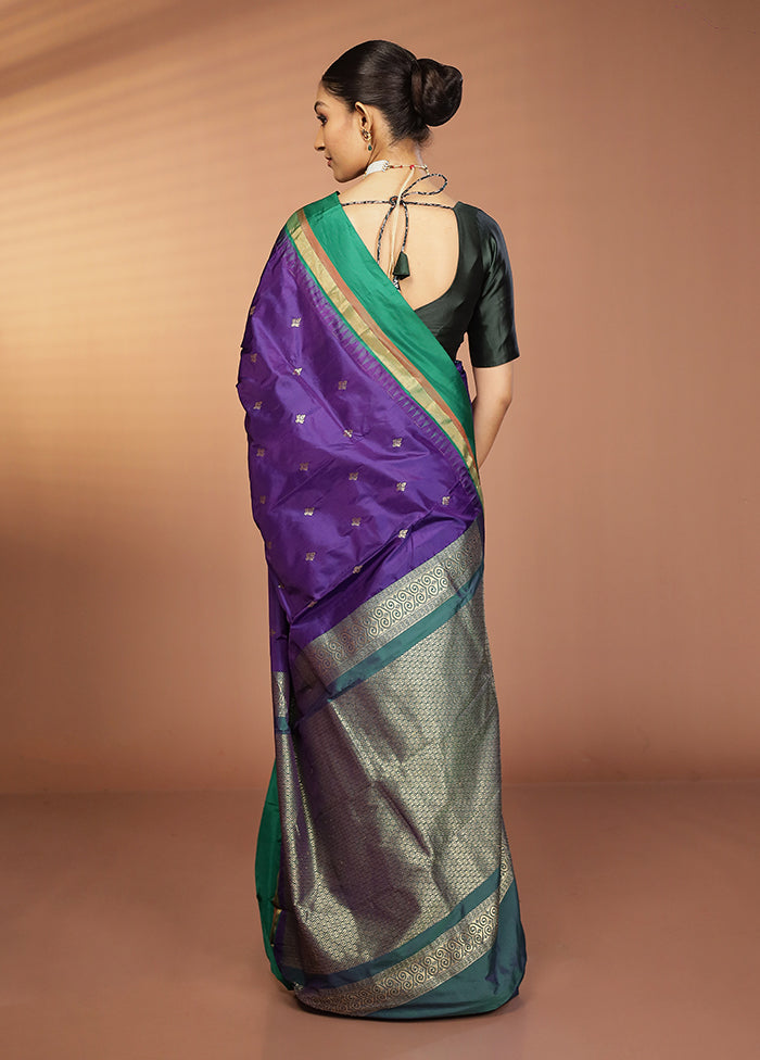 Blue Kanjivaram Silk Saree With Blouse Piece
