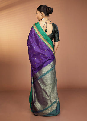 Blue Kanjivaram Silk Saree With Blouse Piece