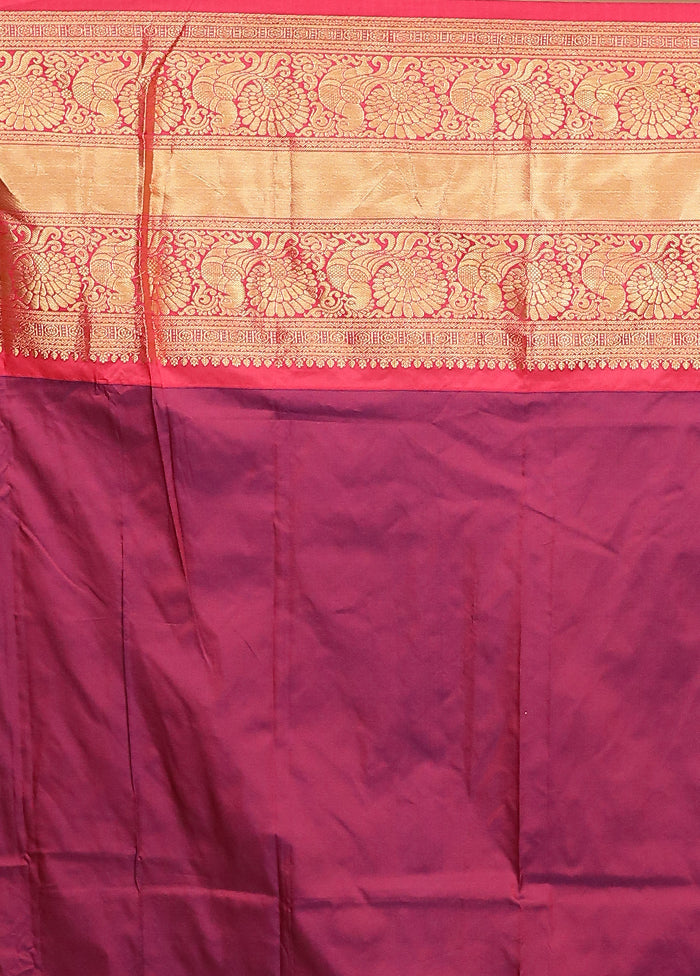 Blue Handloom Kanjivaram Pure Silk Saree With Blouse Piece