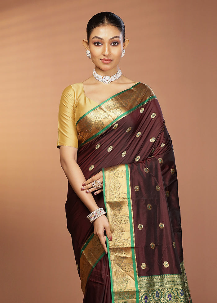 Maroon Kanjivaram Silk Saree With Blouse Piece
