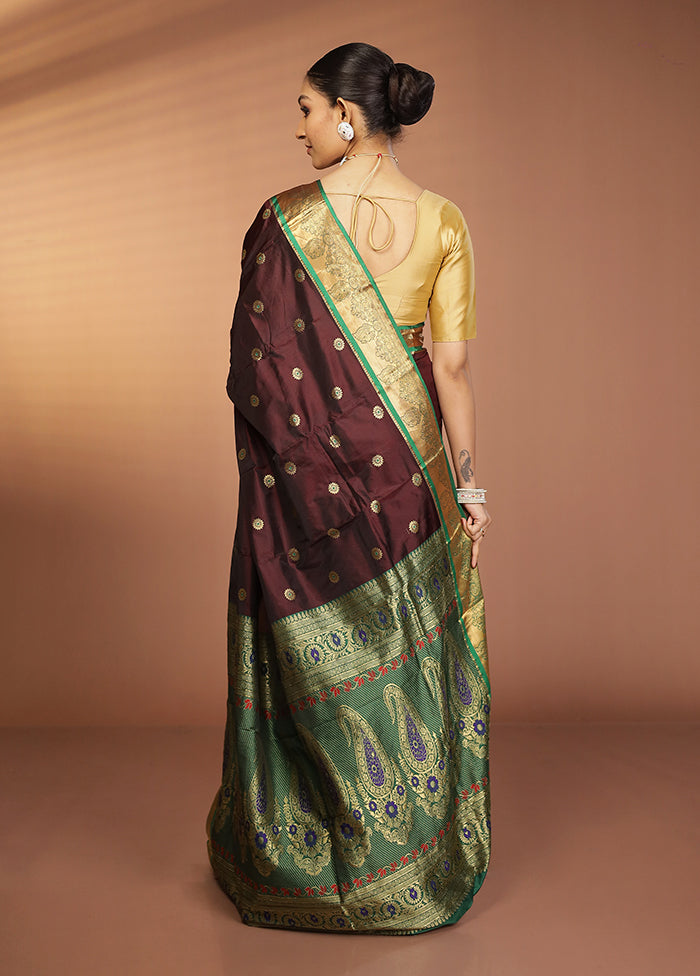 Maroon Kanjivaram Silk Saree With Blouse Piece