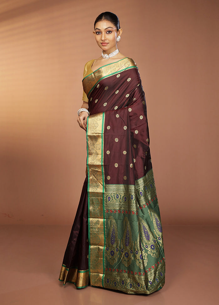 Maroon Kanjivaram Silk Saree With Blouse Piece