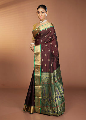 Maroon Kanjivaram Silk Saree With Blouse Piece