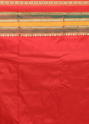 Yellow Handloom Kanjivaram Pure Silk Saree With Blouse Piece