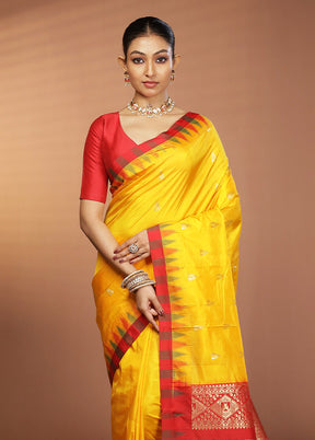 Yellow Kanjivaram Silk Saree With Blouse Piece