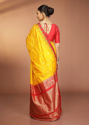 Yellow Kanjivaram Silk Saree With Blouse Piece