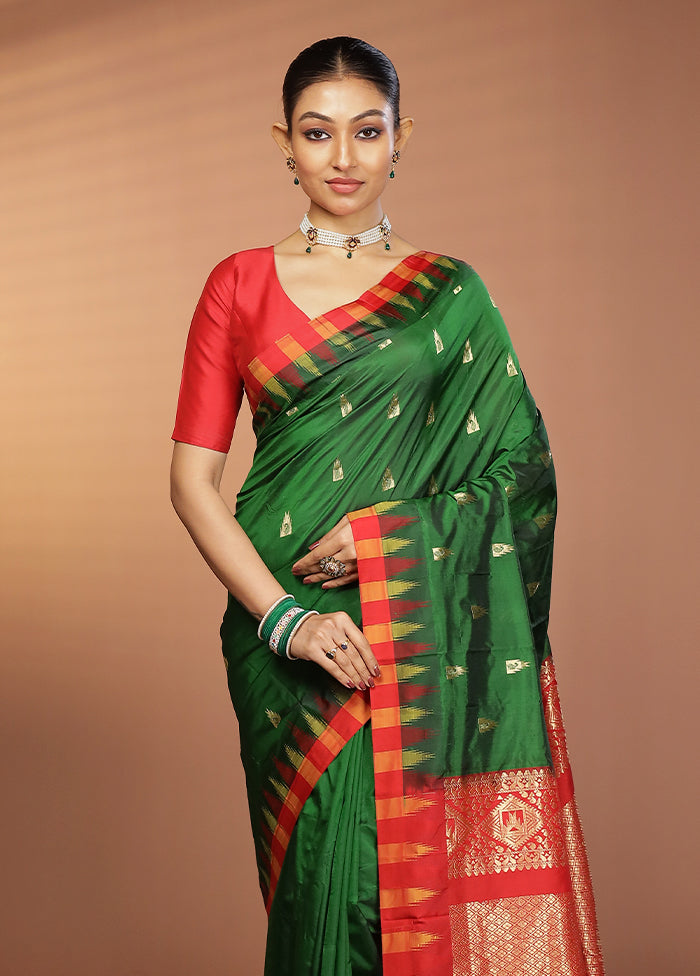 Green Kanjivaram Silk Saree With Blouse Piece