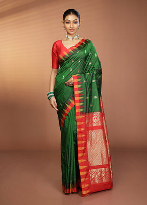 Green Kanjivaram Silk Saree With Blouse Piece