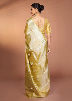 Yellow Tissue Silk Saree With Blouse Piece