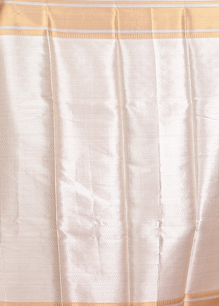 Cream Kora Silk Saree With Blouse Piece