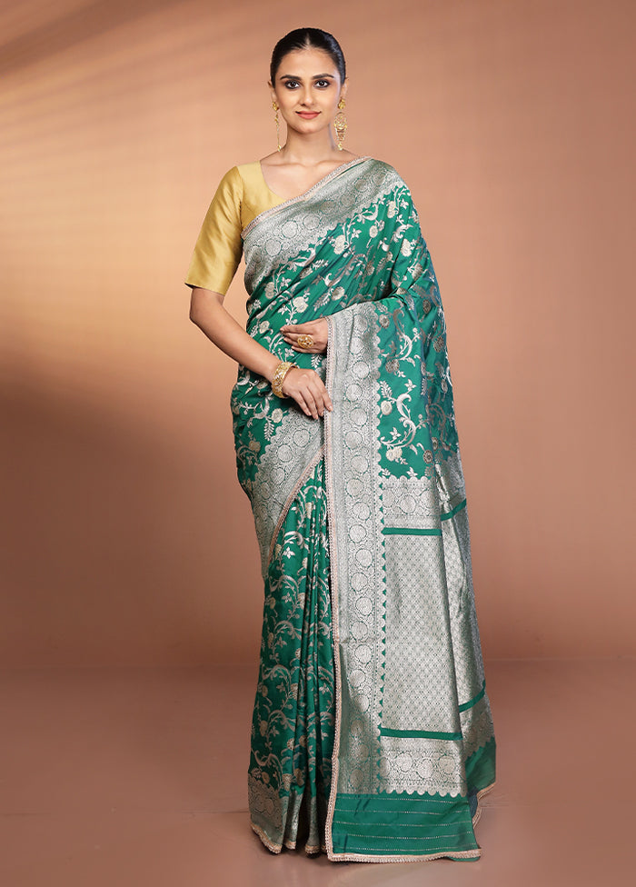 Green Katan Silk Saree With Blouse Piece