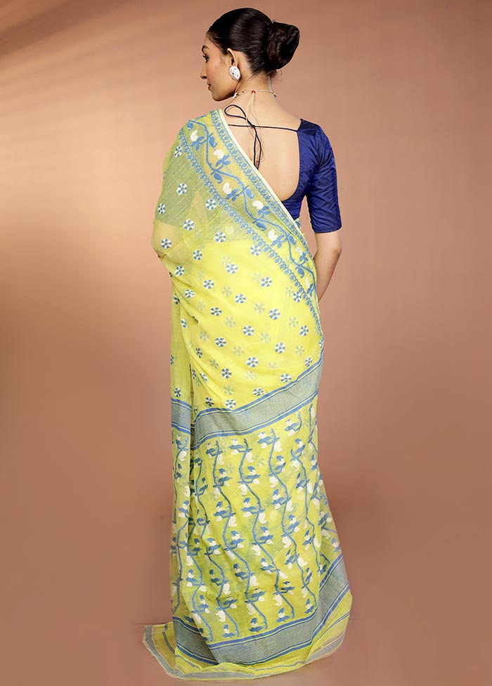 Yellow Tant Jamdani Saree Without Blouse Piece