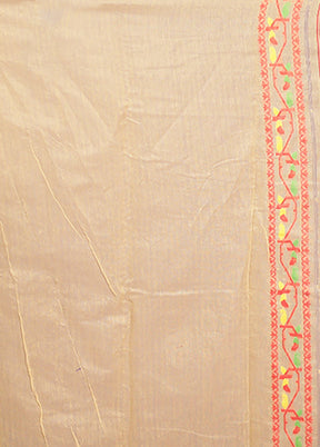 Cream Tant Jamdani Saree Without Blouse Piece