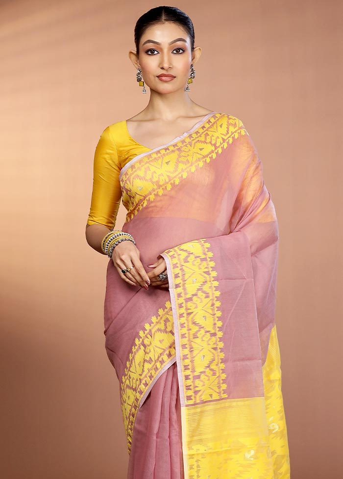 Yellow Tant Jamdani Saree Without Blouse Piece