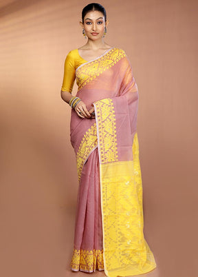 Yellow Tant Jamdani Saree Without Blouse Piece