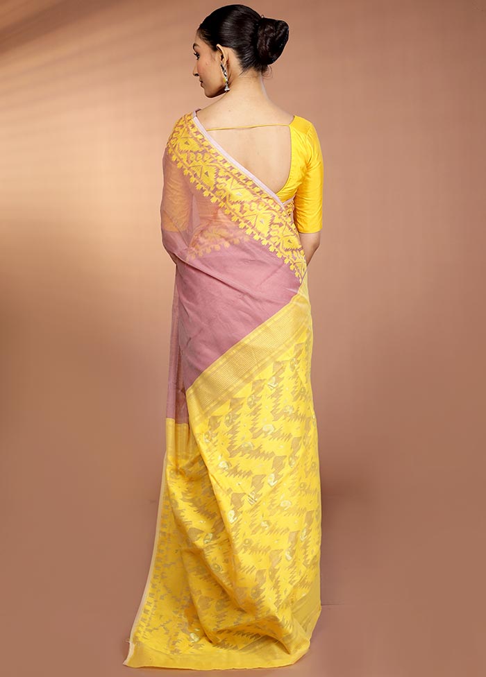 Yellow Tant Jamdani Saree Without Blouse Piece