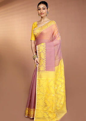 Yellow Tant Jamdani Saree Without Blouse Piece