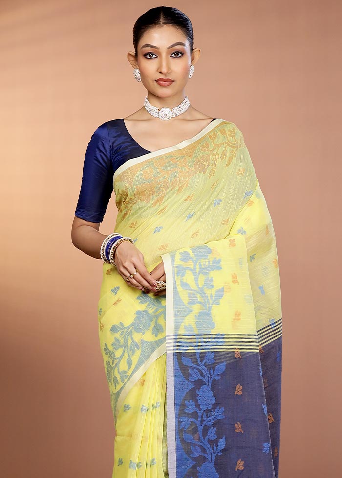 Yellow Matka Silk Saree With Blouse Piece