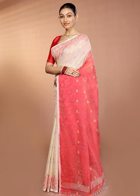 Cream Matka Silk Saree With Blouse Piece