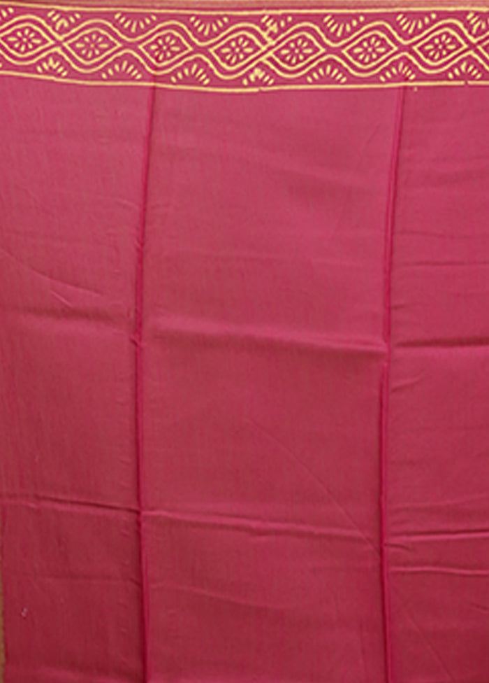 Pink Chanderi Silk Saree With Blouse Piece
