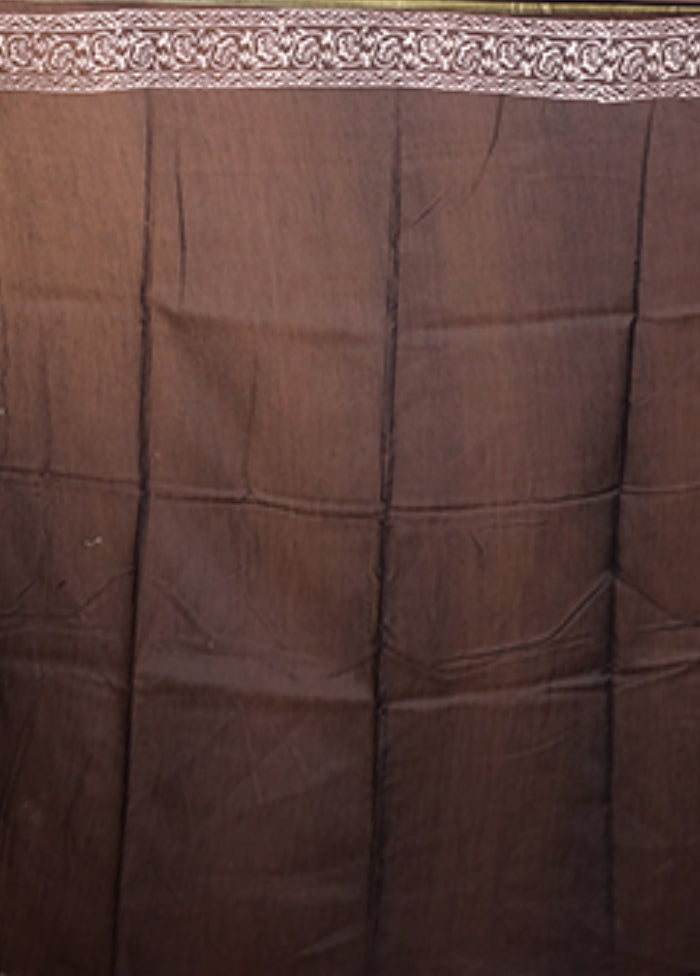 Black Chanderi Silk Saree With Blouse Piece