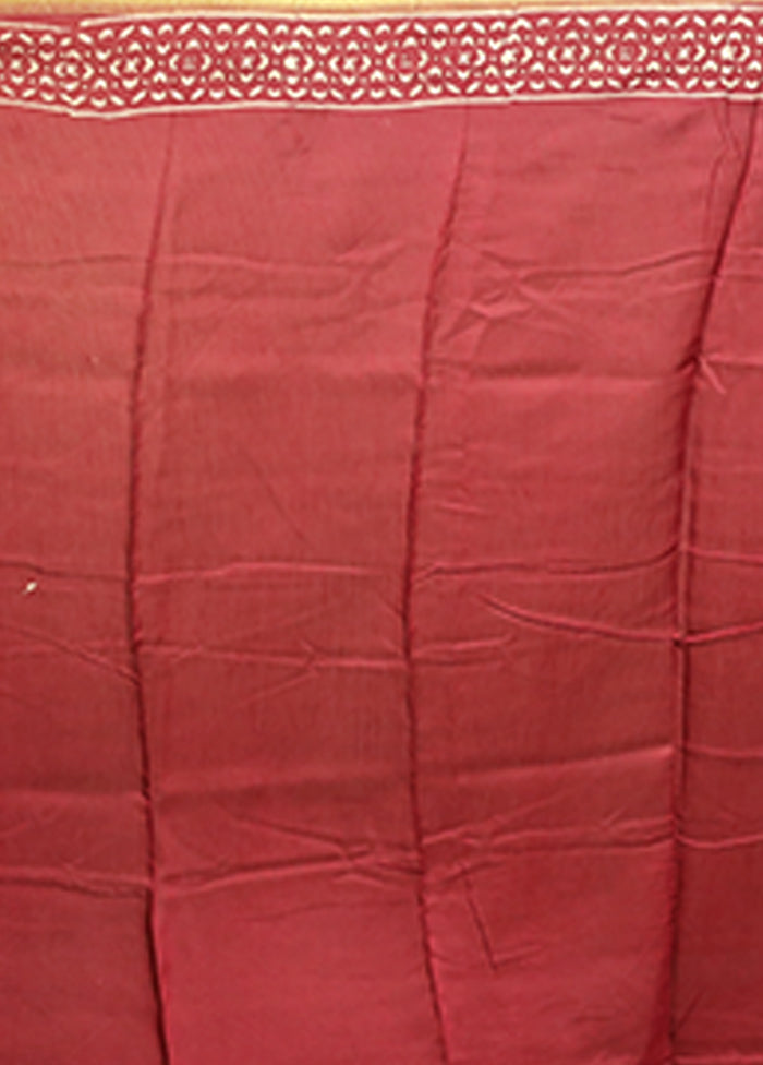 Maroon Chanderi Silk Saree With Blouse Piece