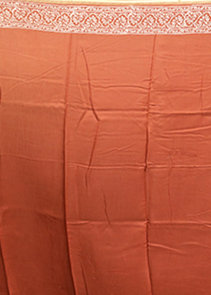 Rust Chanderi Silk Saree With Blouse Piece