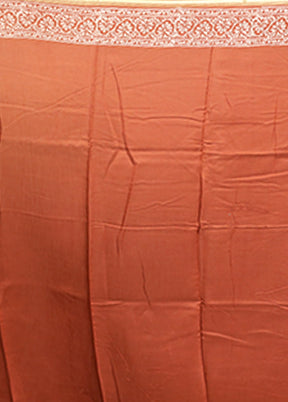 Rust Chanderi Silk Saree With Blouse Piece