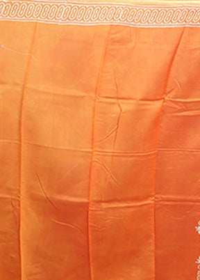 Orange Chanderi Silk Saree With Blouse Piece
