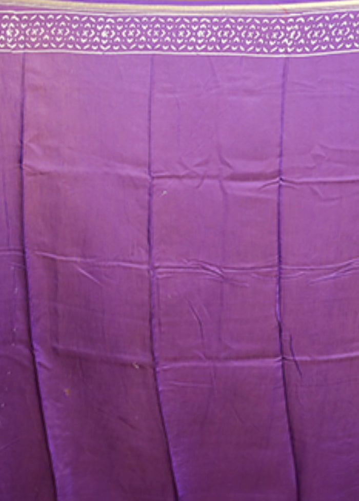 Purple Chanderi Silk Saree With Blouse Piece