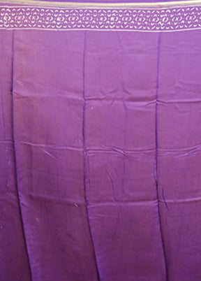 Purple Chanderi Silk Saree With Blouse Piece