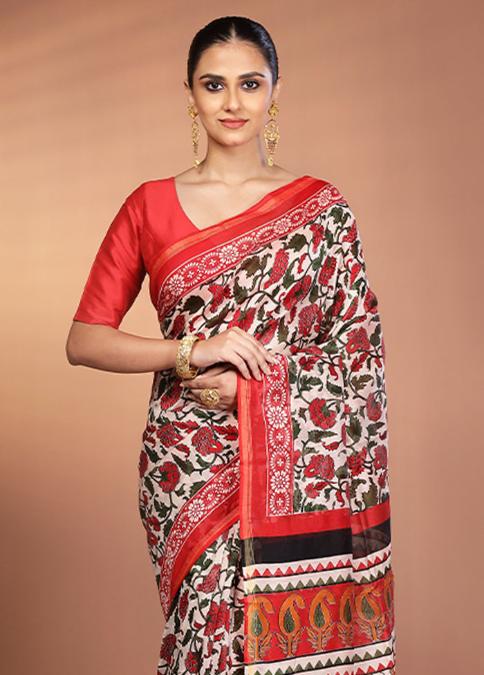 Pink Chanderi Silk Saree With Blouse Piece