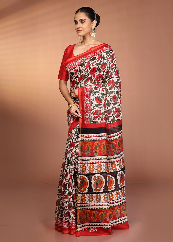 Pink Chanderi Silk Saree With Blouse Piece