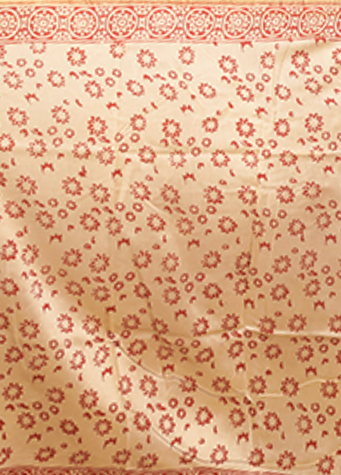 Cream Chanderi Silk Saree With Blouse Piece