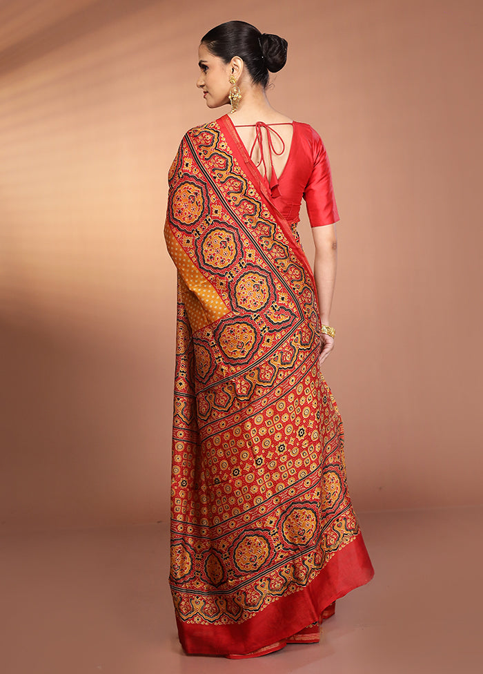 Yellow Chanderi Silk Saree With Blouse Piece