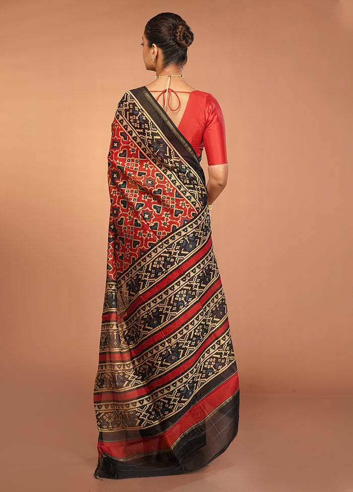 Red Chanderi Silk Saree With Blouse Piece