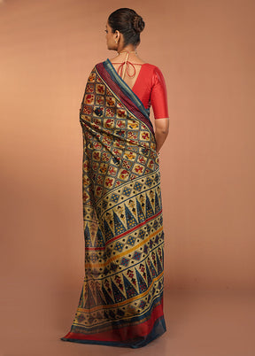 Cream Chanderi Silk Saree With Blouse Piece