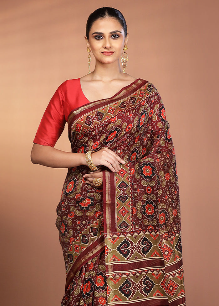 Purple Chanderi Silk Saree With Blouse Piece