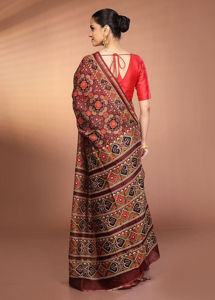 Purple Chanderi Silk Saree With Blouse Piece