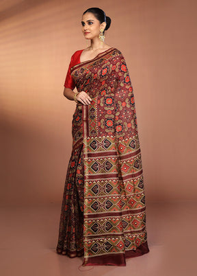 Purple Chanderi Silk Saree With Blouse Piece