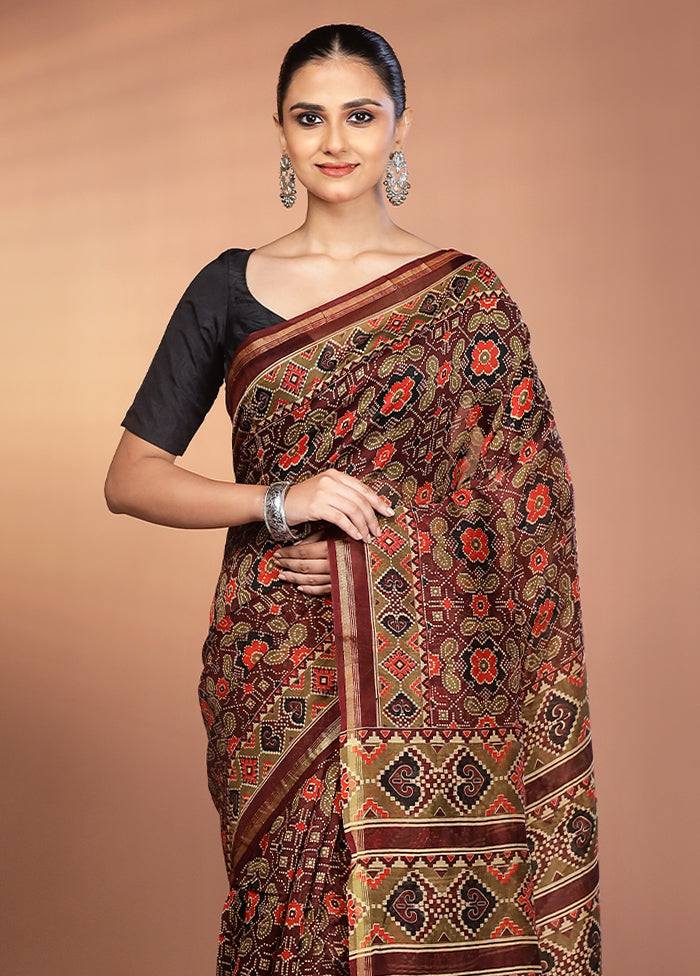 Multicolor Chanderi Silk Saree With Blouse Piece