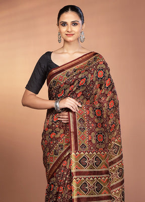 Multicolor Chanderi Silk Saree With Blouse Piece