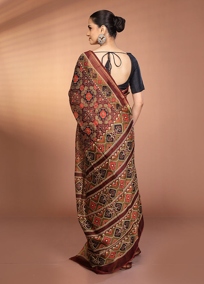 Multicolor Chanderi Silk Saree With Blouse Piece