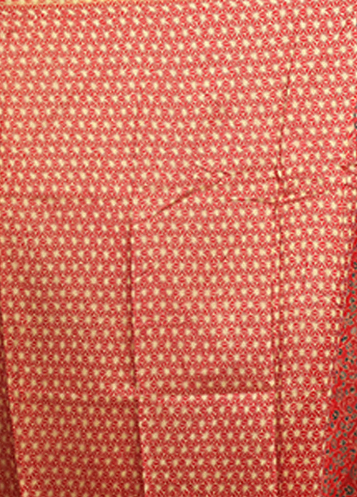 Red Chanderi Silk Saree With Blouse Piece